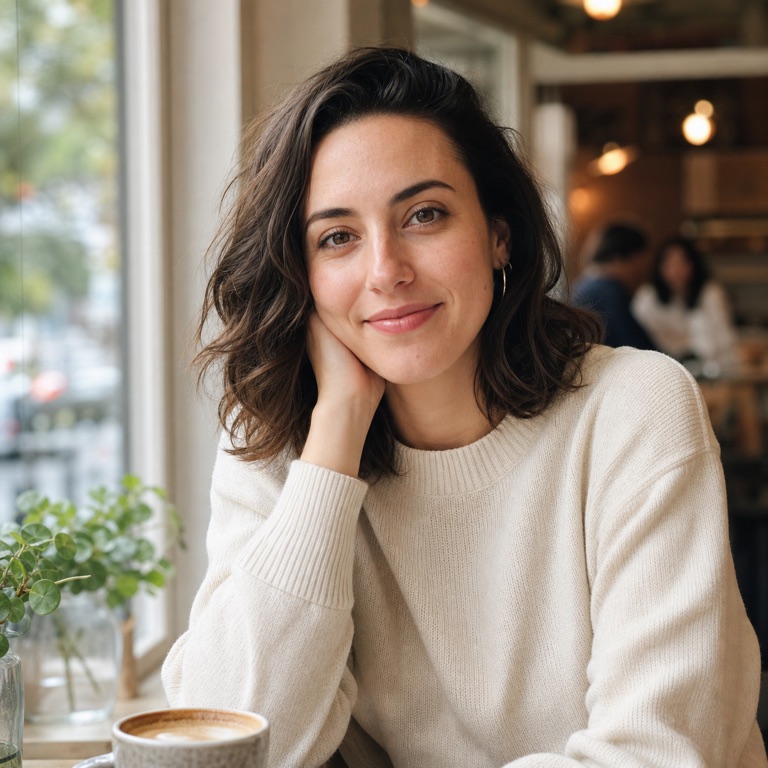 Natural cafe lifestyle portrait example