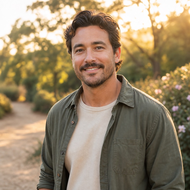 Outdoor golden hour profile portrait example